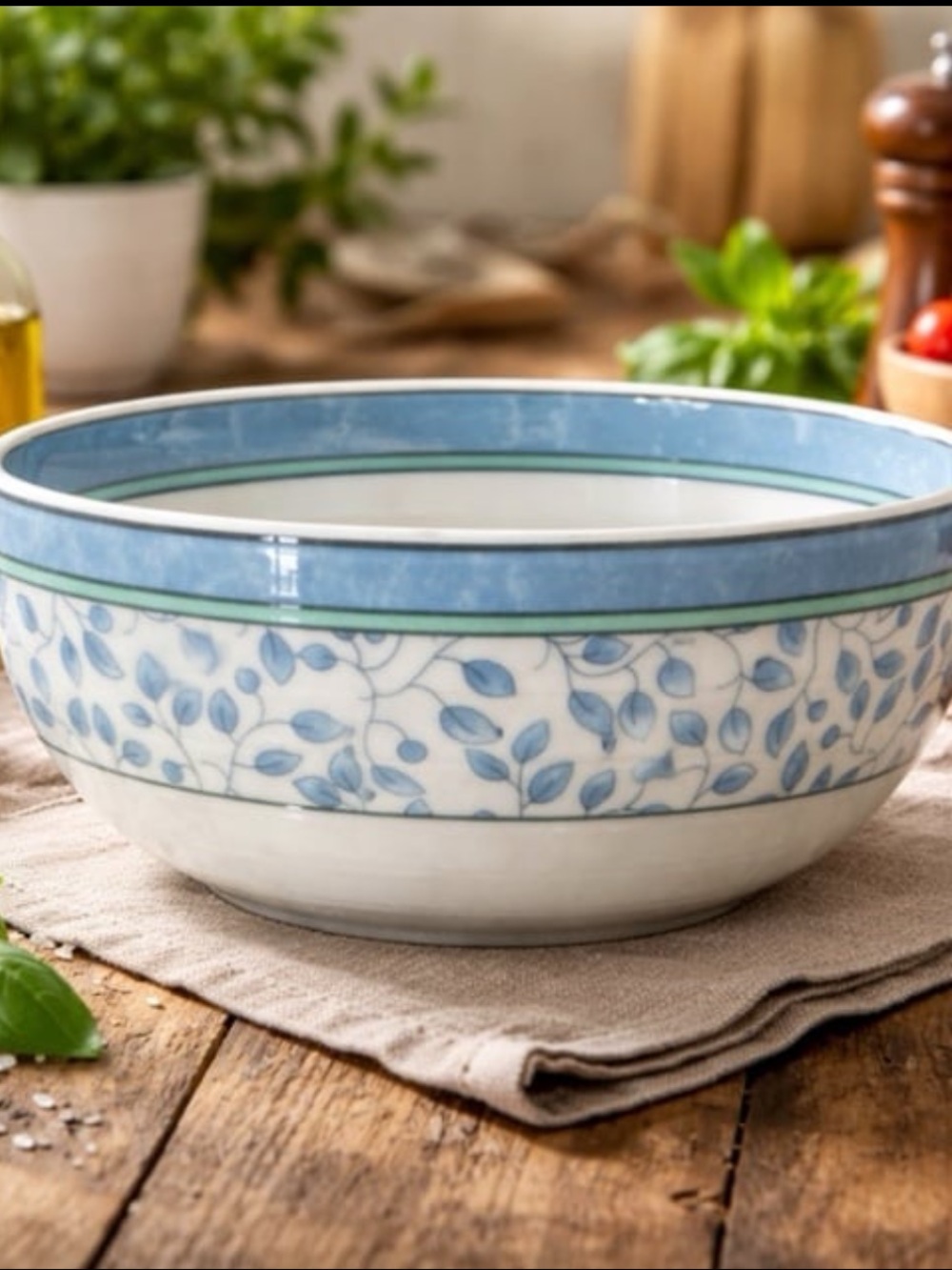 NWT MIKASA SUSANNE SL104 FINE CHINA COUPE CEREAL BOWL BLUE LEAVES